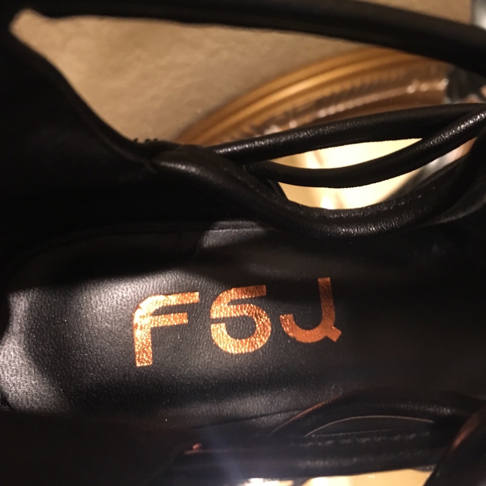 FSJ black block heel PU sandal - Picture 2 of 8